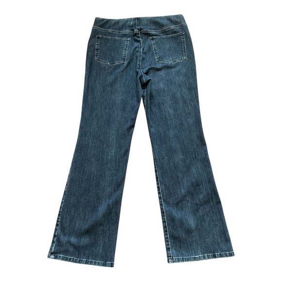 Soft Surroundings High Rise Pull On Bootcut Jeans Blue Stretch Denim L - Picture 3 of 6